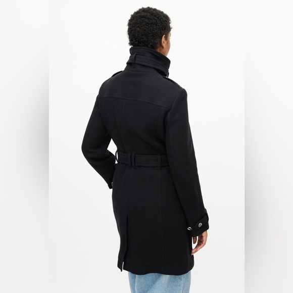 BURBERRY Brit Black Wool and Cashmere Blend Rushworth Belted Coat Size 12 - Picture 9 of 16
